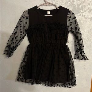 Black Babydoll Dress with 3/4 Bishop Sleeves and Crew Neck for Cocktail